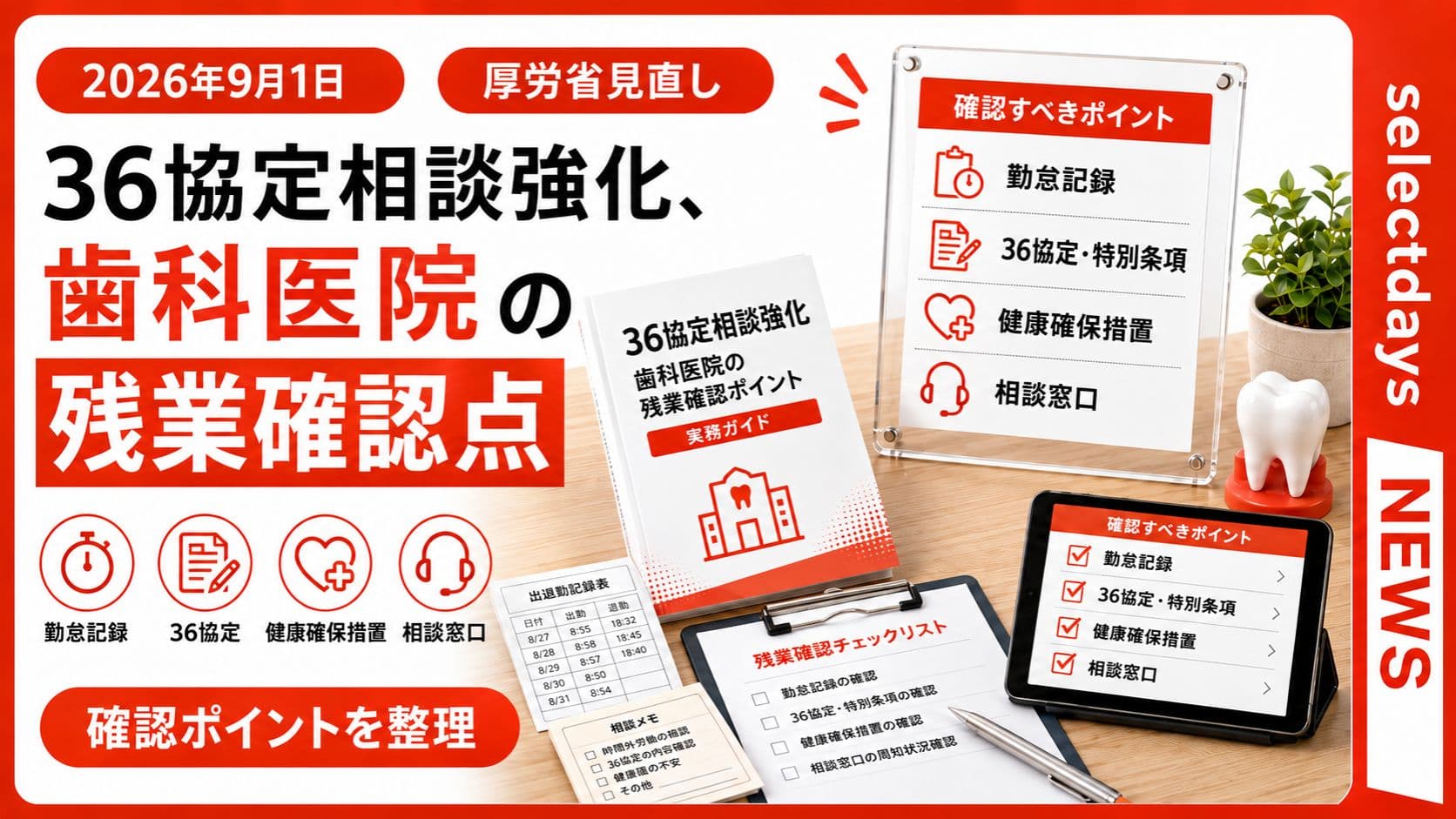 36協定相談強化、歯科医院の残業確認点