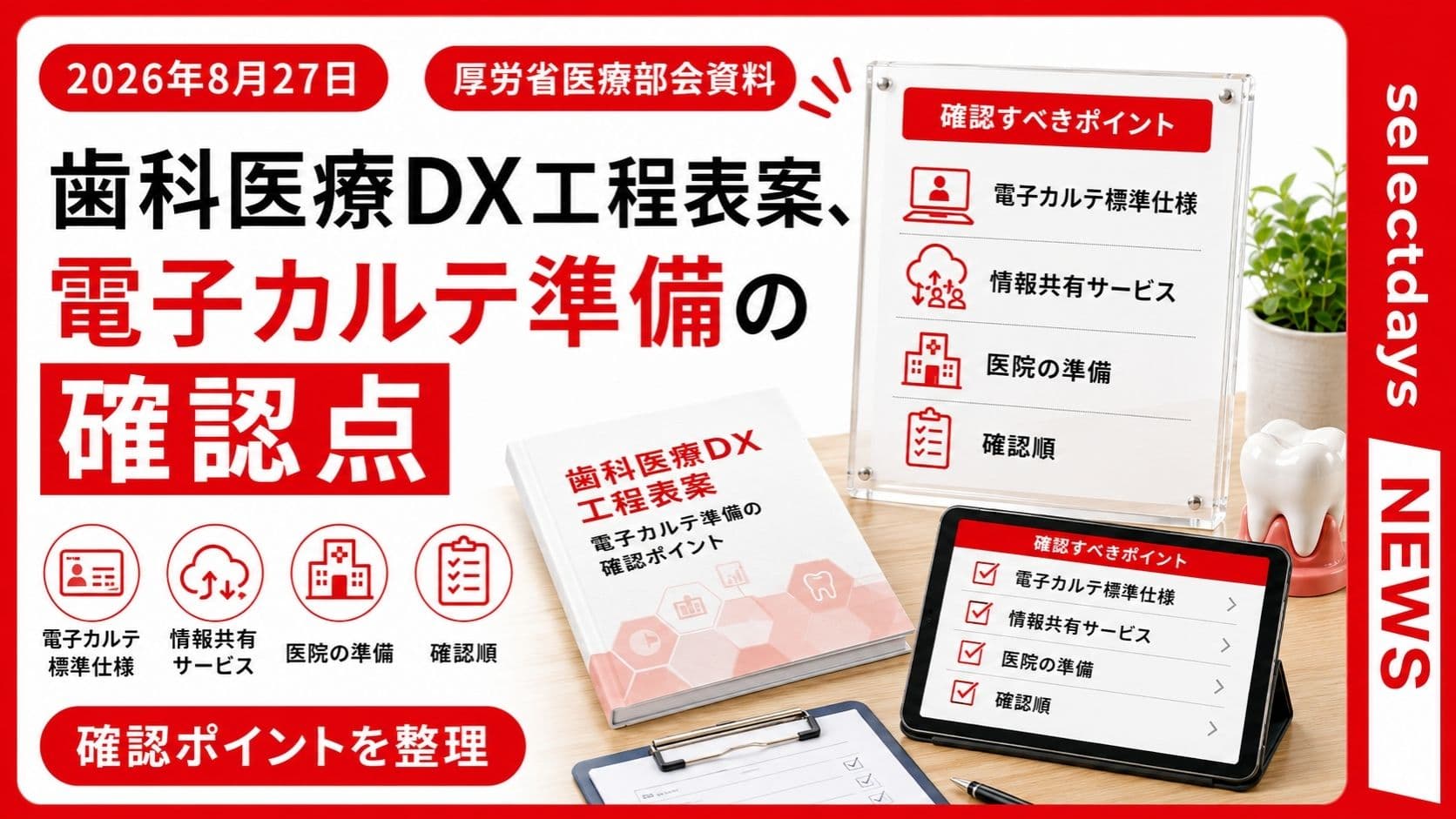 歯科医療DX工程表案、電子カルテ準備の確認点