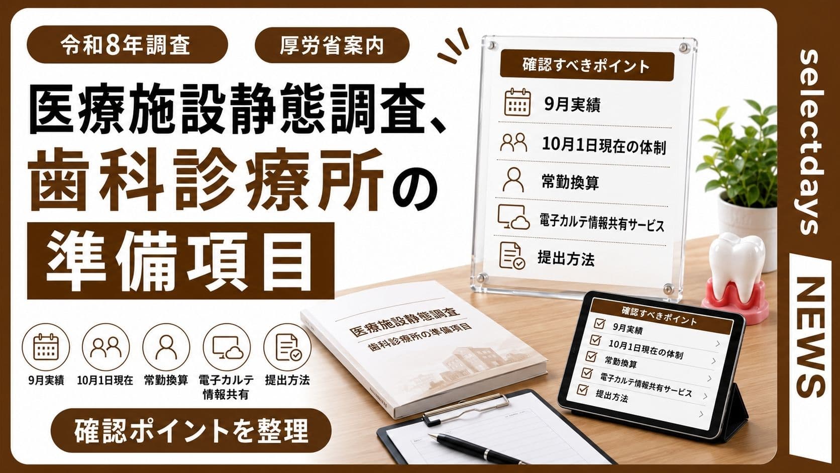 医療施設静態調査、歯科診療所の準備項目