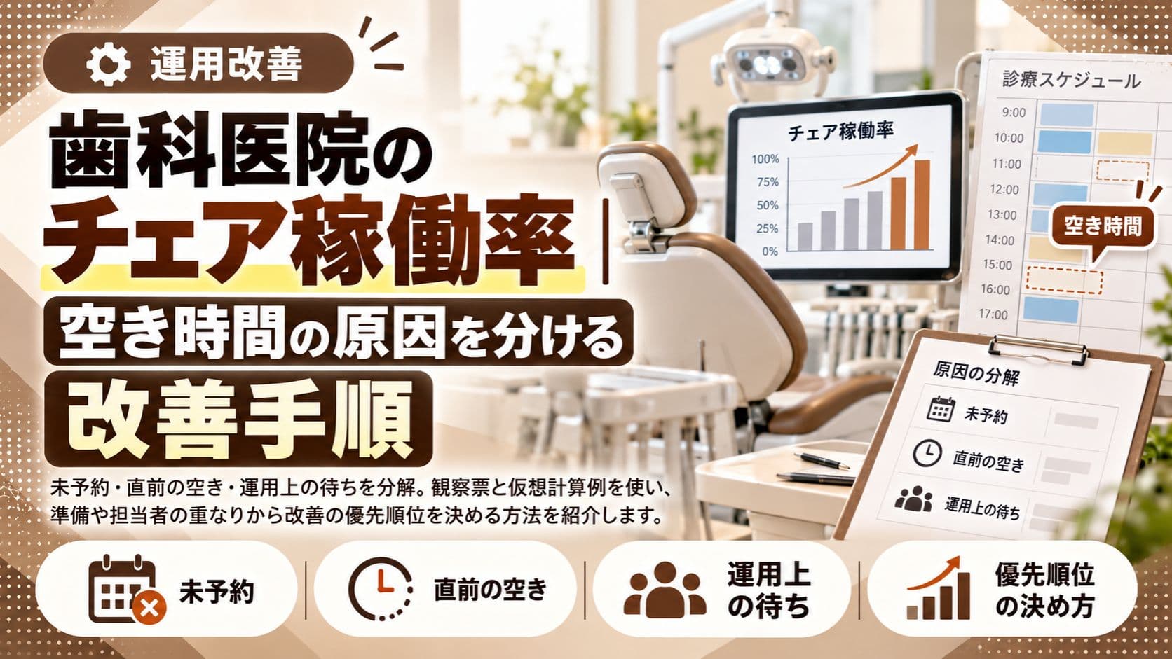 歯科医院のチェア稼働率|空き時間の原因を分ける改善手順