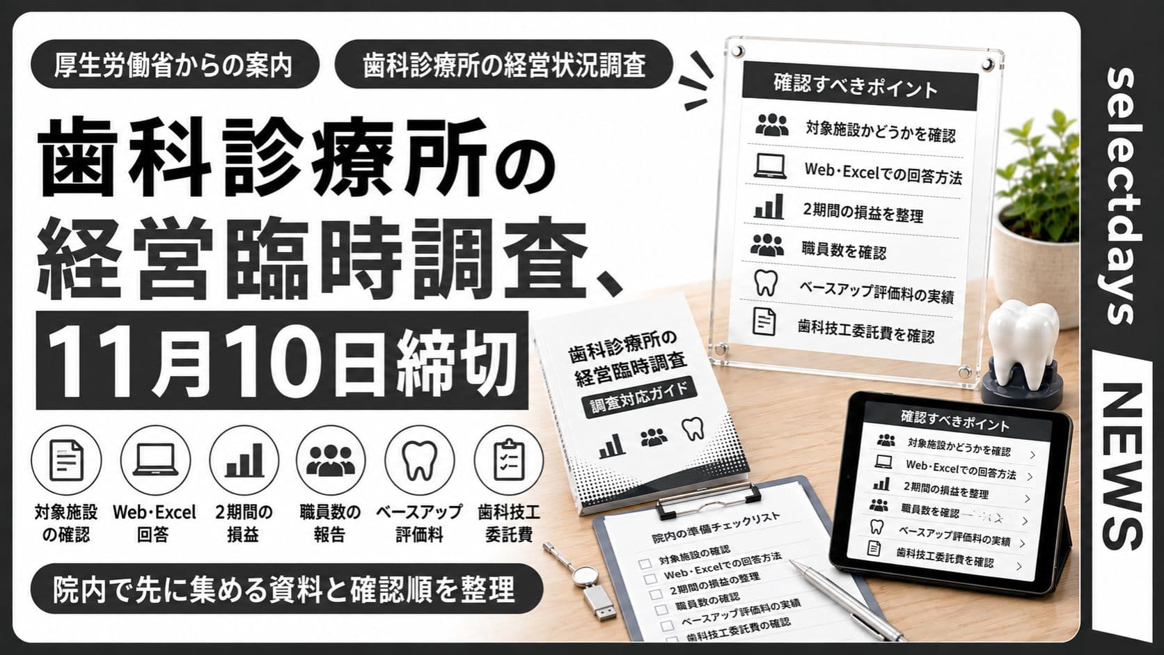 歯科診療所の経営臨時調査、11月10日締切